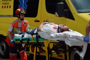 Simulacro emergencia Port Fórum Barcelona atención heridos