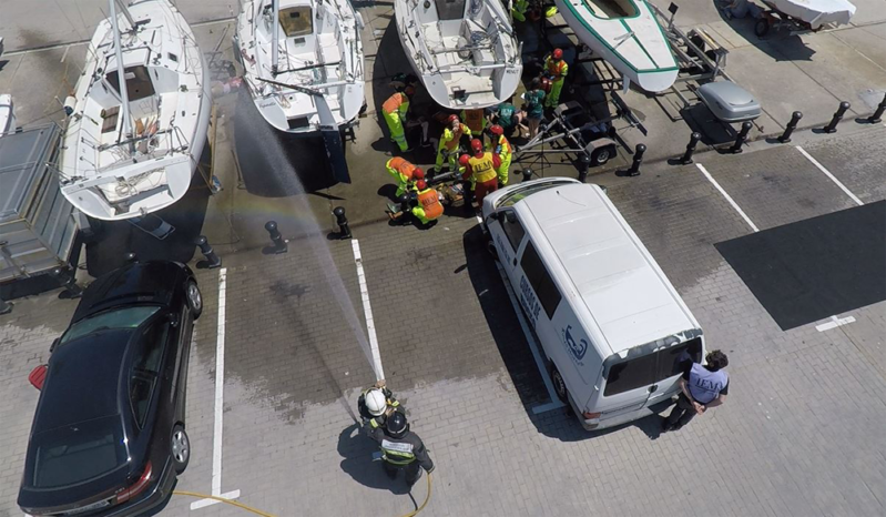Simulacro - Zona del atentado a vista de dron